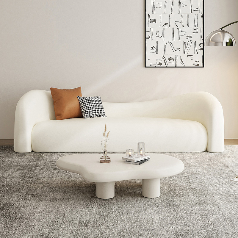 Office Tech Room - Elegant White Living Room Curved Couch