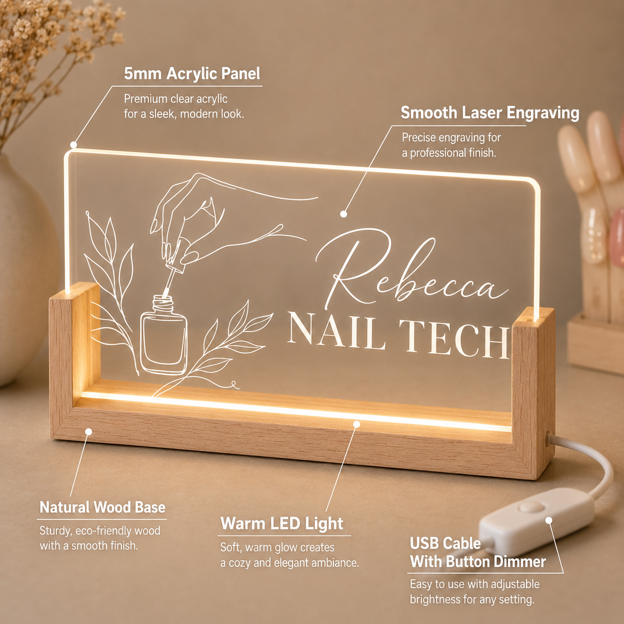 Custom Acrylic Desk Name Plate – Office Tech Logo Bewertung und Preis