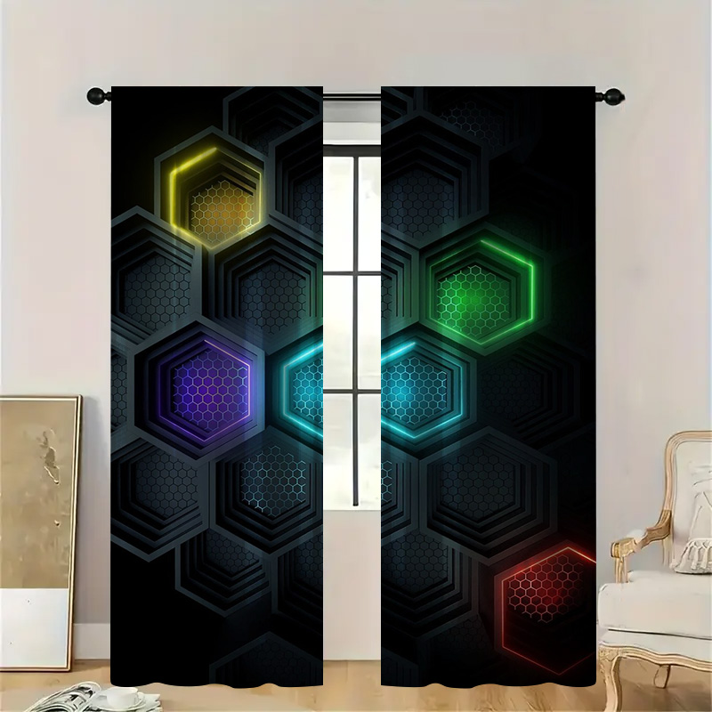 2pcs Modern Geometric Curtains – Office Tech Room Bewertung und Preis