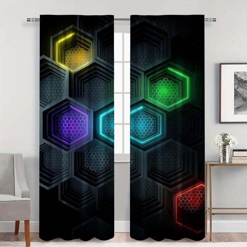 2pcs Modern Geometric Curtains – Office Tech Room Bewertung und Preis