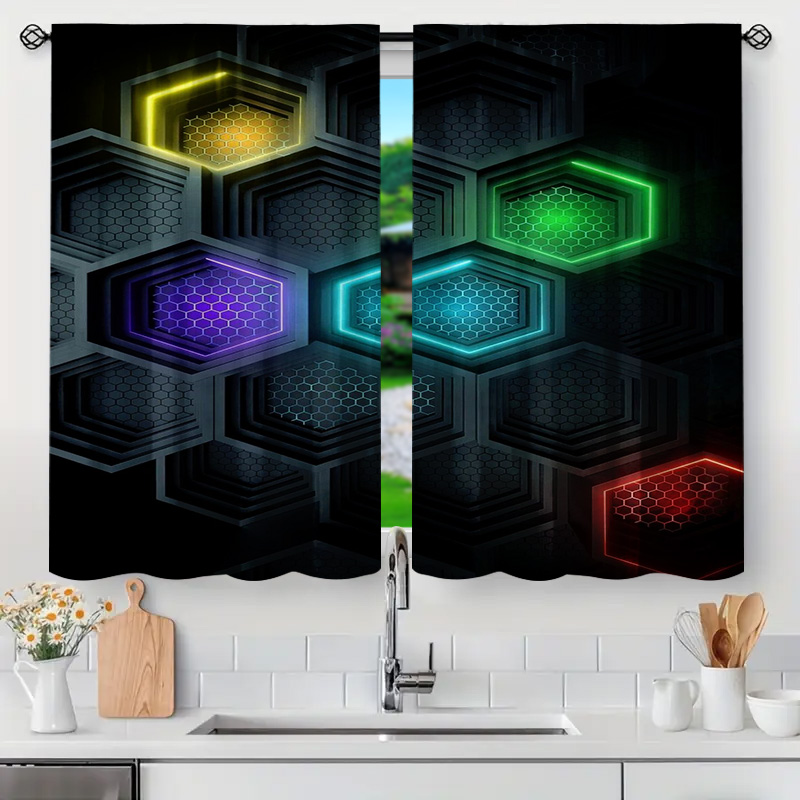 2pcs Modern Geometric Curtains – Office Tech Room Bewertung und Preis