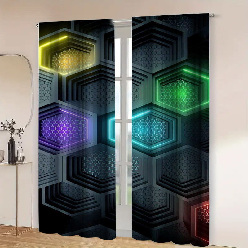 2pcs Modern Geometric Curtains – Office Tech Room Bewertung und Preis