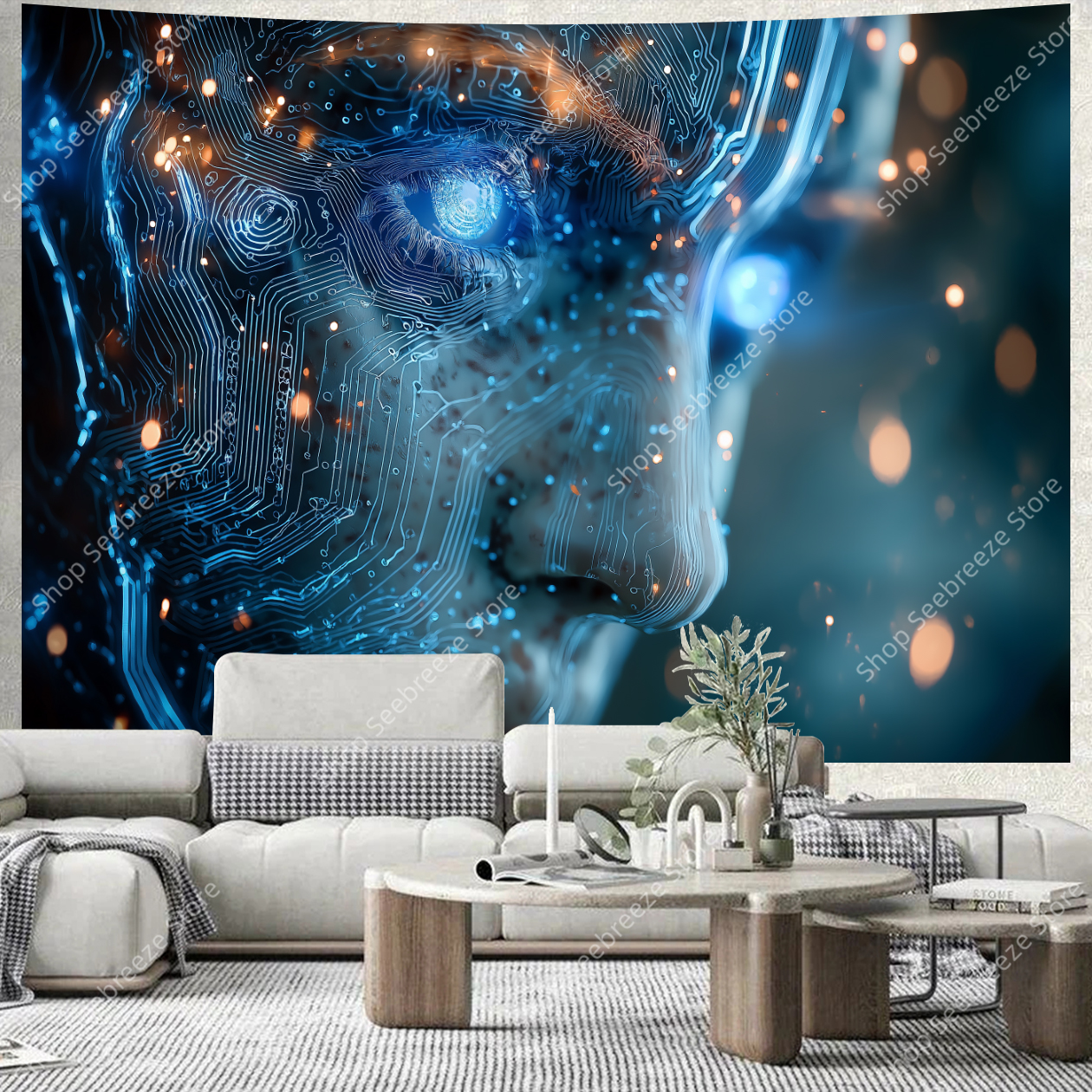 Cyberpunk Circuit Board Tapest – Office Tech Room Bewertung und Preis