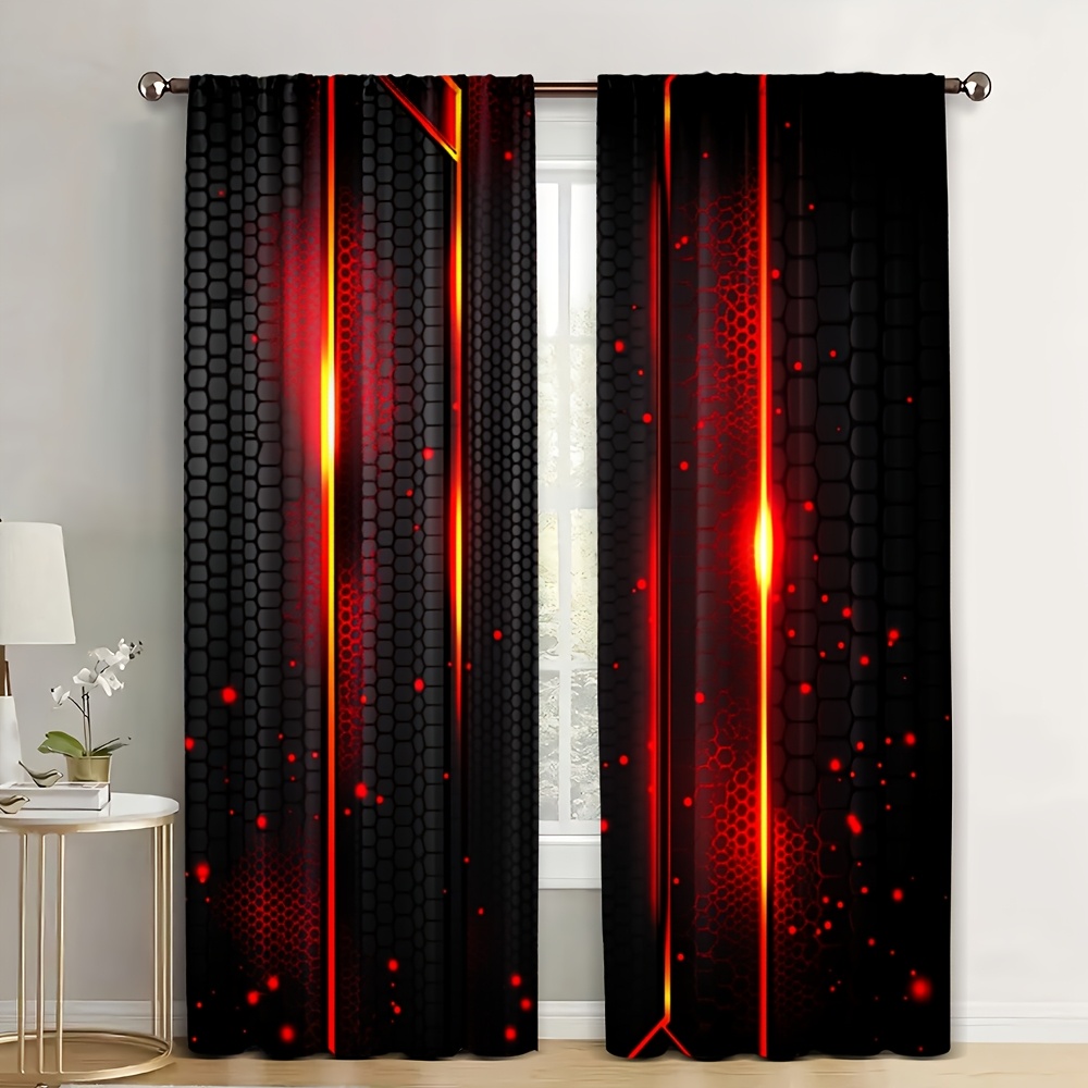 2pcs Lava Curtains Black Red C – Office Tech Room Bewertung und Preis