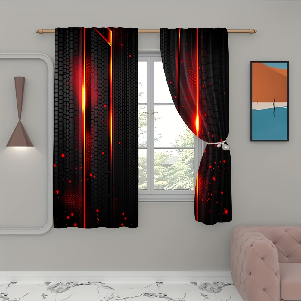 2pcs Lava Curtains Black Red C – Office Tech Room Bewertung und Preis