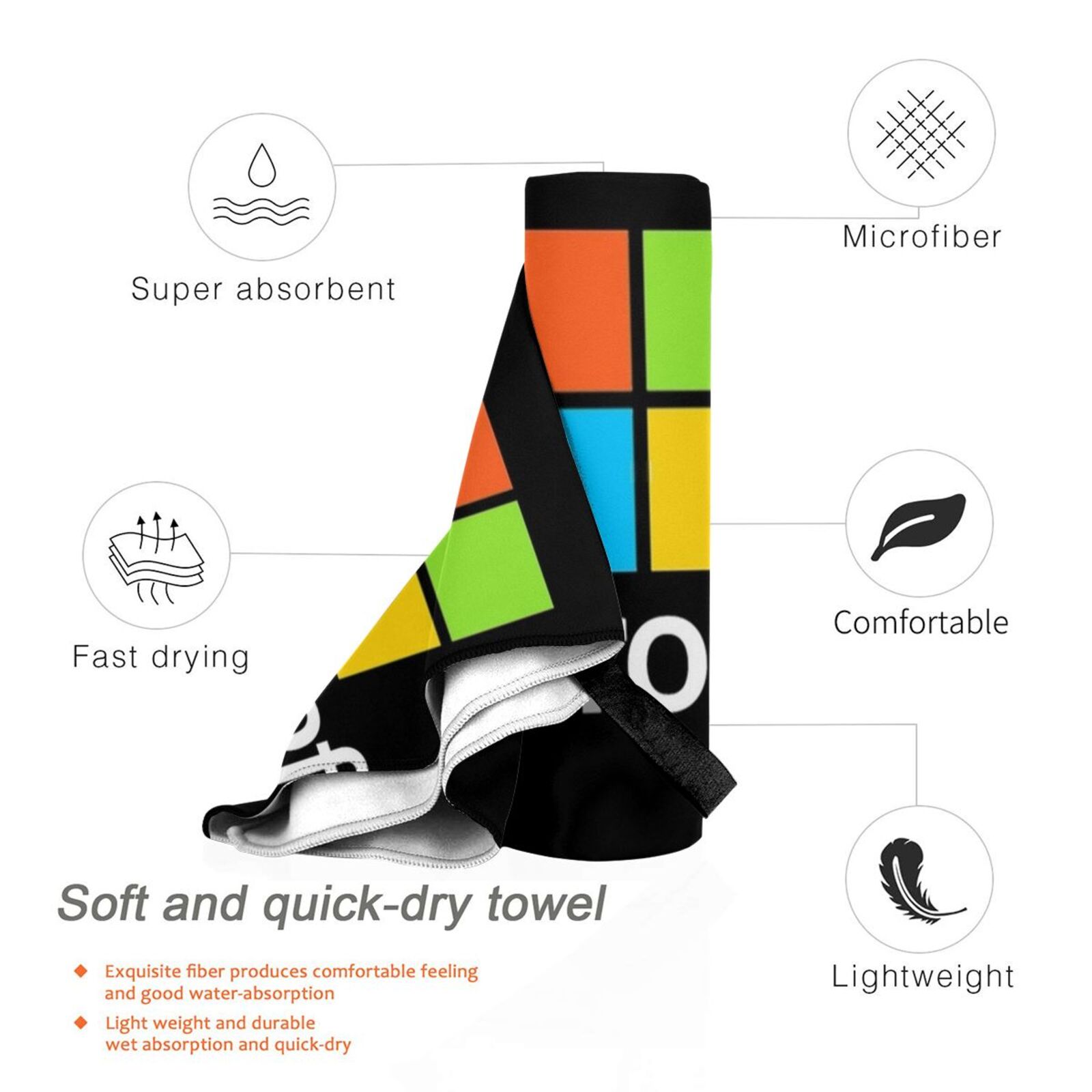 Microsoft Type Bath Towel Beac – Office Tech Logo Bewertung und Preis
