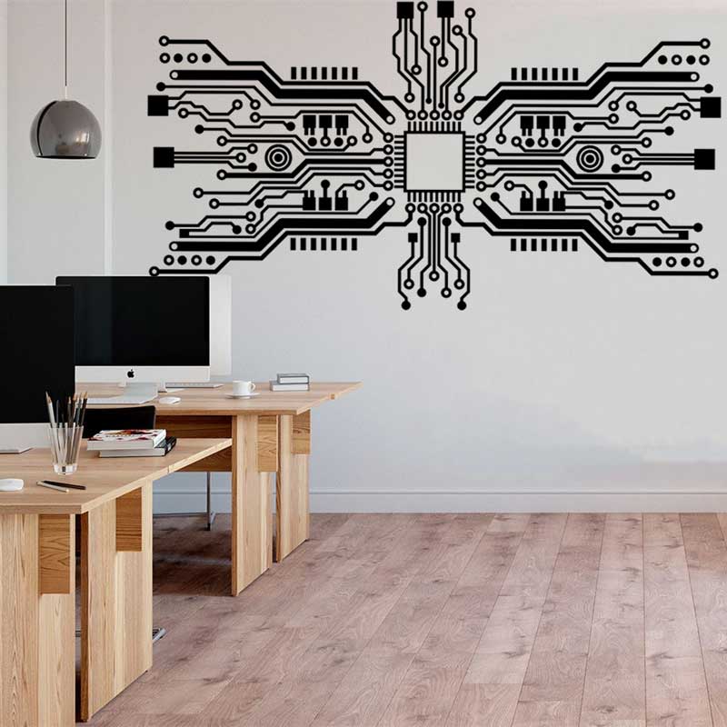 Circuit Board Chip Wall Sticke – Office Tech Room Bewertung und Preis