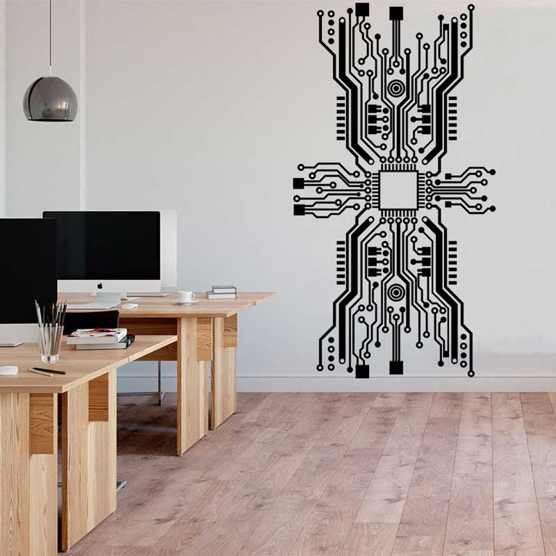 Circuit Board Chip Wall Sticke – Office Tech Room Bewertung und Preis