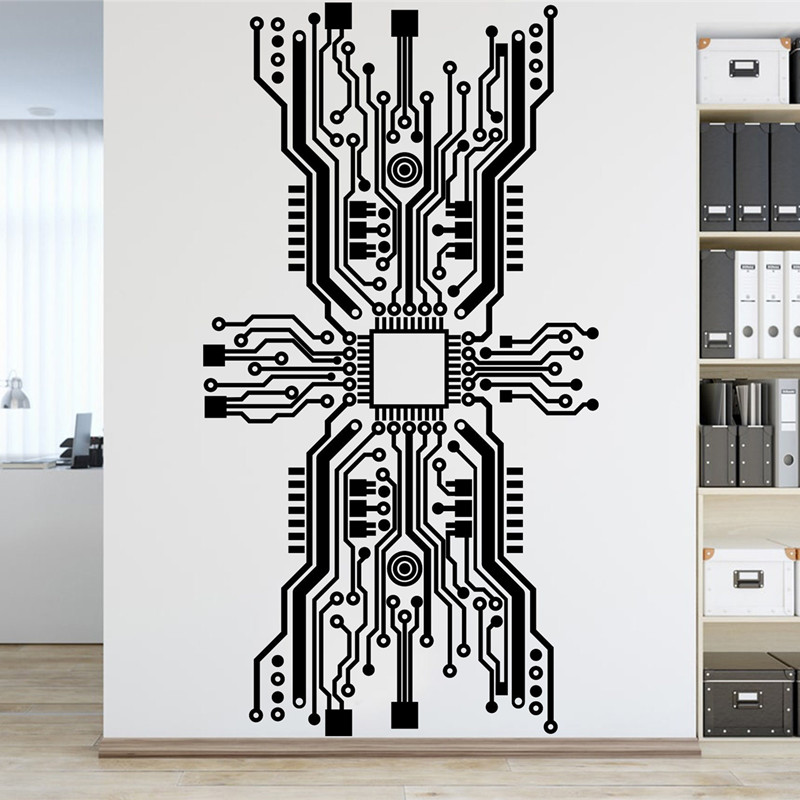 Circuit Board Chip Wall Sticke – Office Tech Room Bewertung und Preis