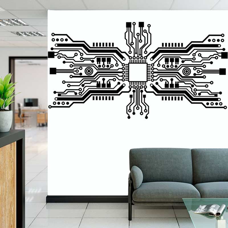 Circuit Board Chip Wall Sticke – Office Tech Room Bewertung und Preis